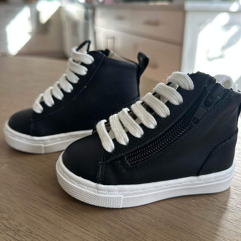 Piper Finn Black Leather High Top 2.0 Sneakers - Toddler Size 3
